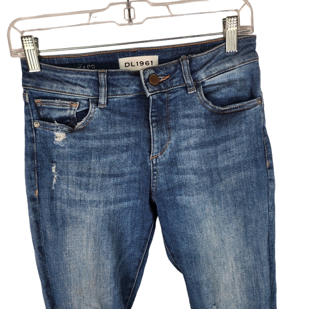DL1961 Womens 25 Florence Instasculpt Skinny Delano Medium Wash Denim Jeans Blue - Picture 3 of 8